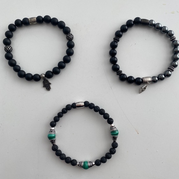 Set of 3 men’s beaded bracelets - Picture 2 of 6